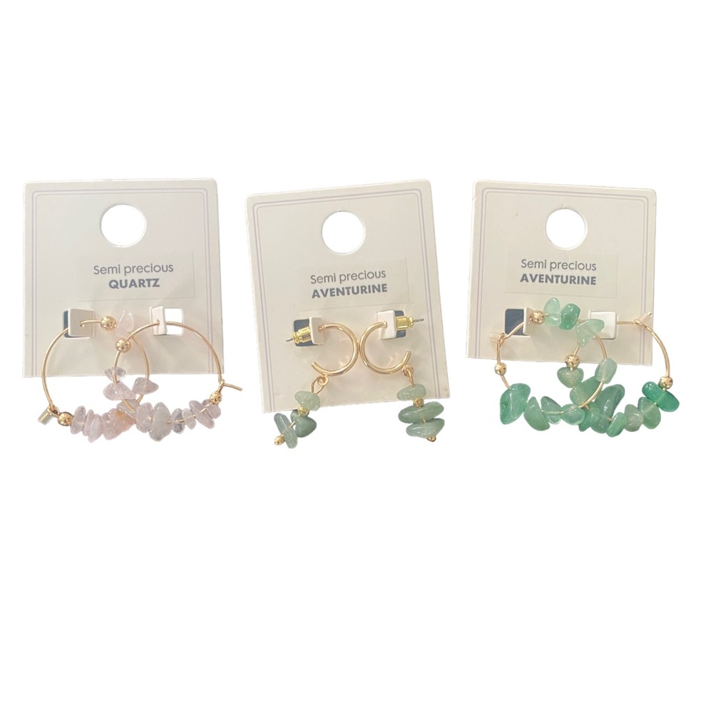 Beautiful semi precious gem earrings lot (3)